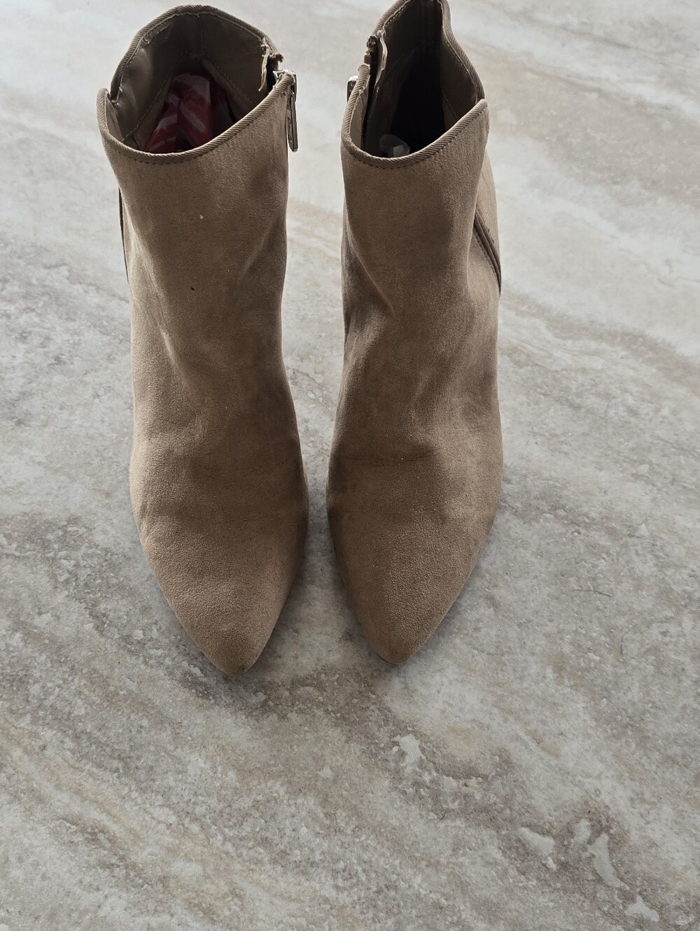 Circus by Sam Edelman Taupe Suede Pointed Toe Heel Booties 6.5